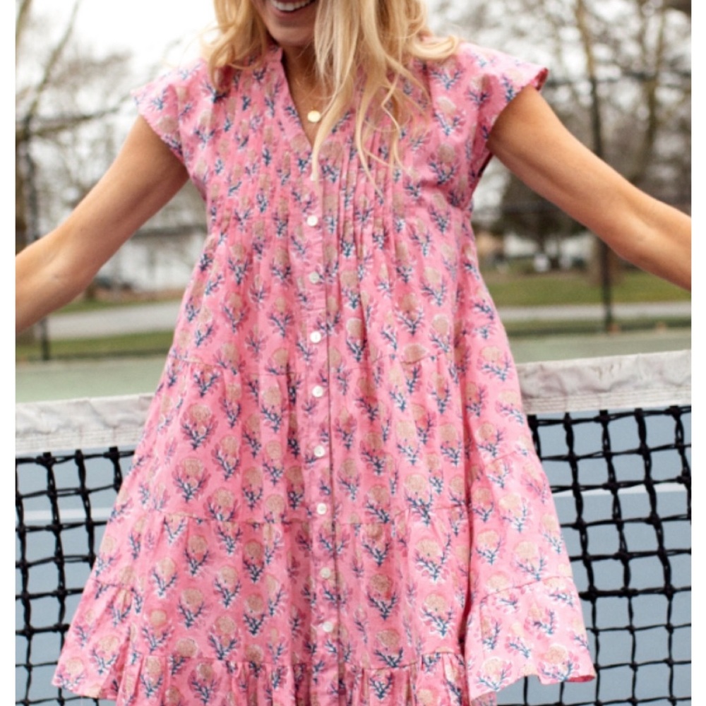 MAREA the brand-Floral Hand Blocked Womens-Coverup/Dress size XL 100% cotton.